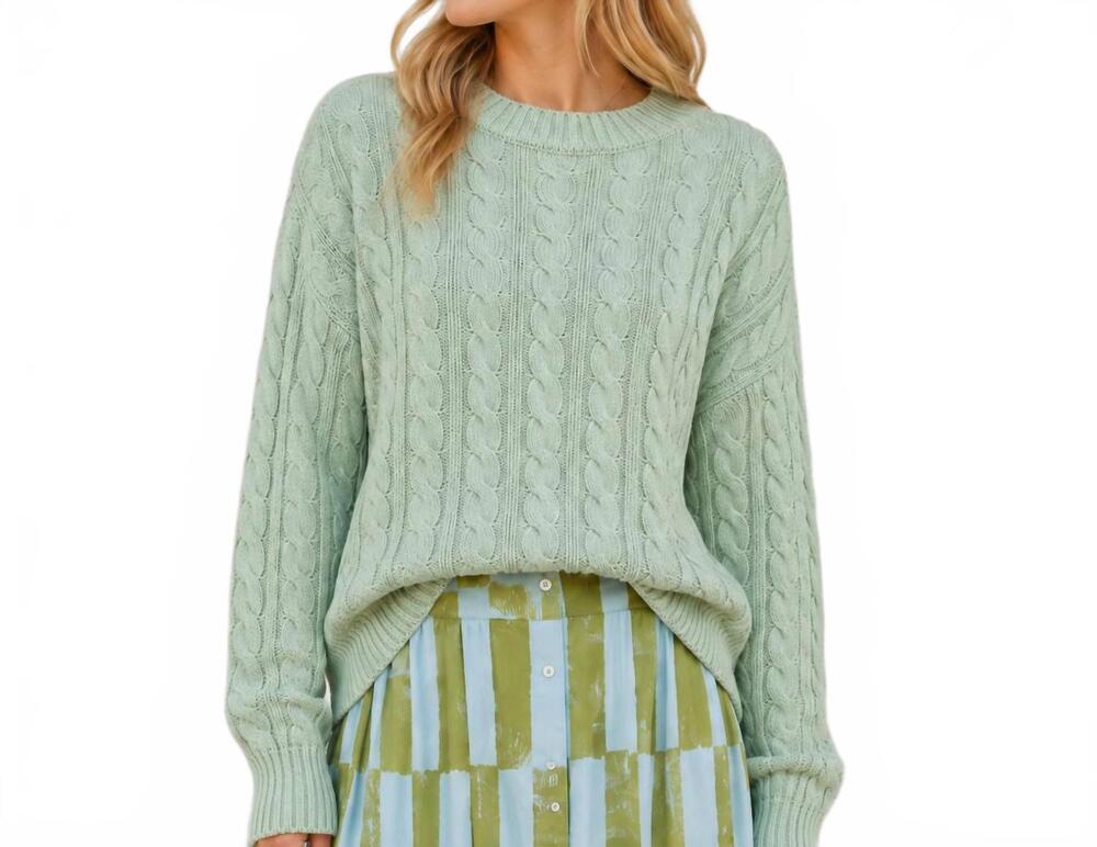 NEW LIVRO cable crewneck sweater in mist